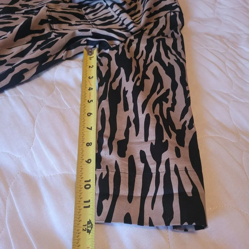 Dana Buchman Zebra Print Button-Down Shirt Dress Size 10 Black & Beige Office - Picture 6 of 8